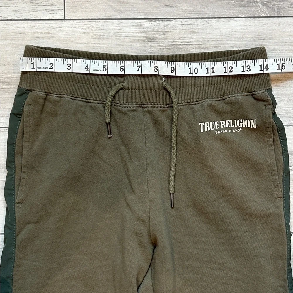 True Religion Panel drop crotch jogger sweats in green size small petite